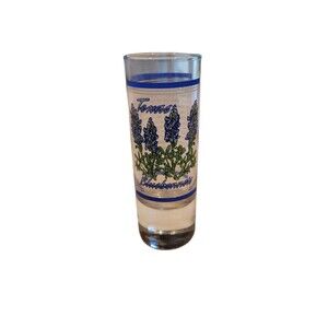 Whiskey Tall Shot Glass Texas Bluebonnet Pub Bar Barware